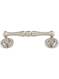 Atherton II Cabinet Pull with Plain Footplates - 4 inch Center-to-Center in Polished Nickel.